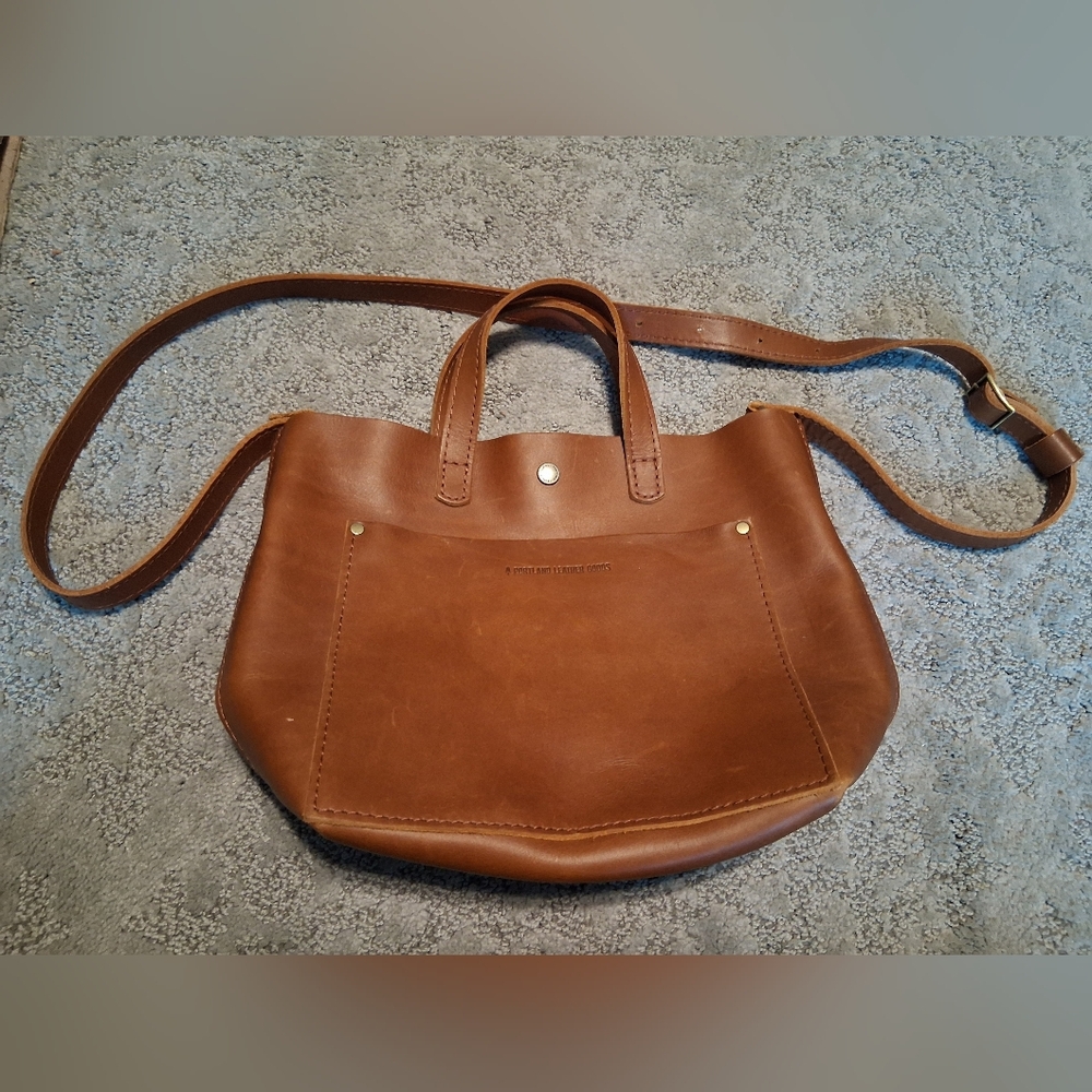 Portland Leather Mini Crossbody Tote "Honey" NWOT